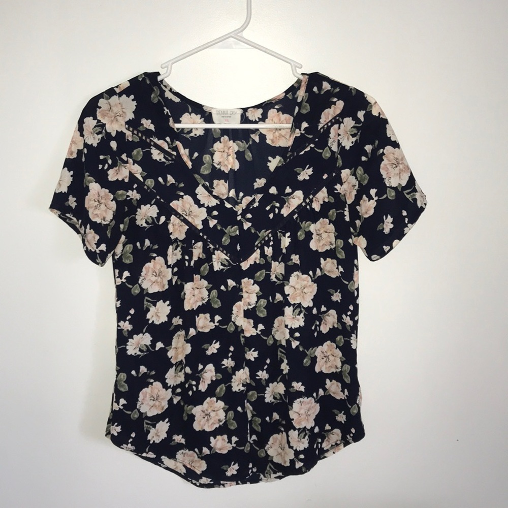 Sienna Sky Blue Floral v-neck Blouse
